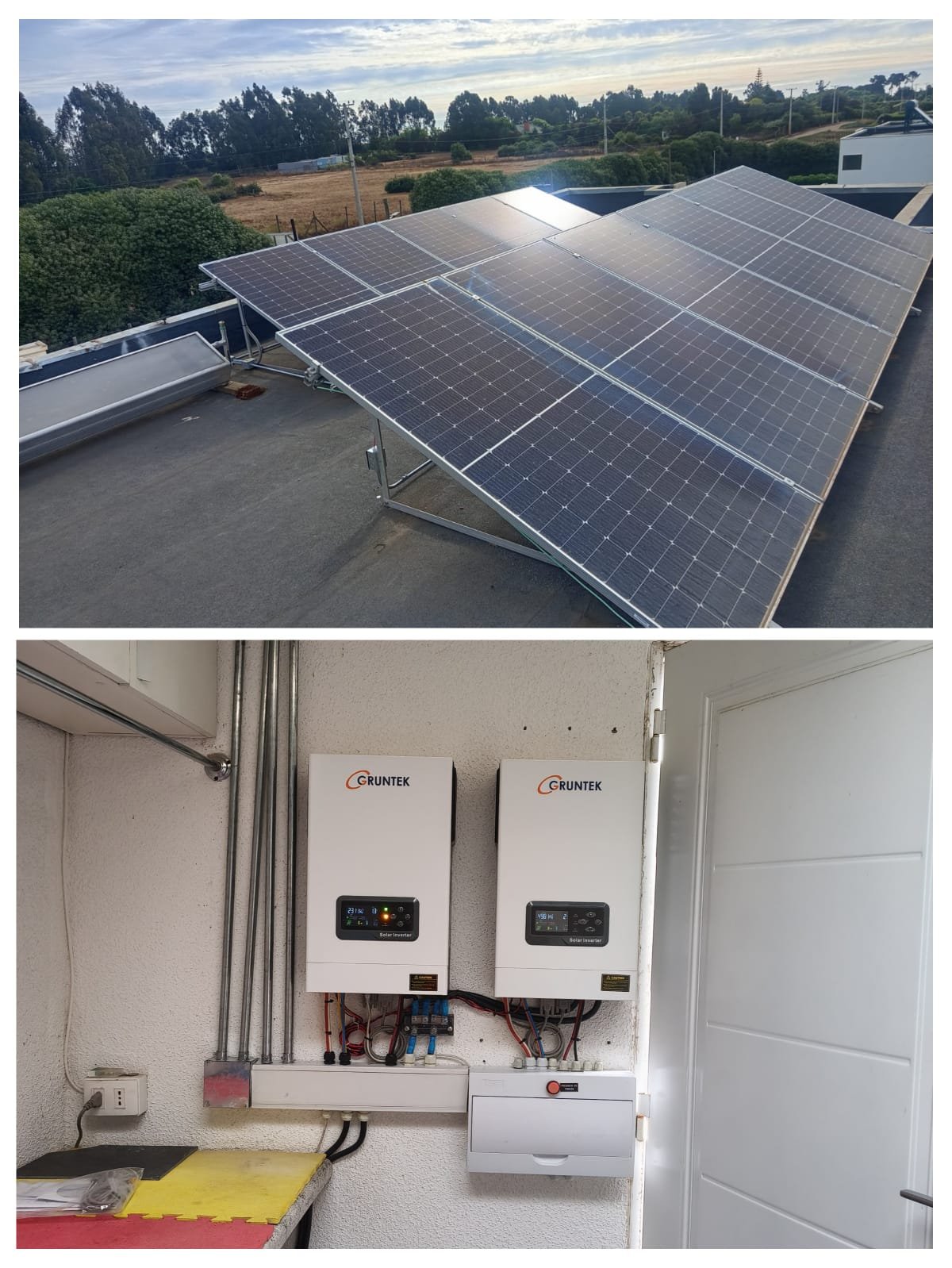 Instalación fotovoltaica real de CGSolar: paneles solares montados en techo
