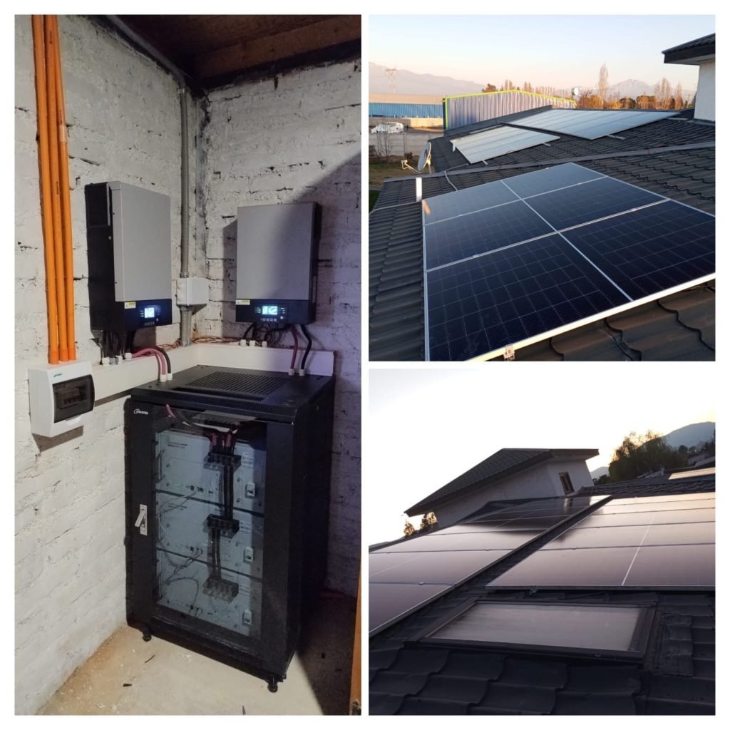 Instalación residencial con inversor y batería de litio